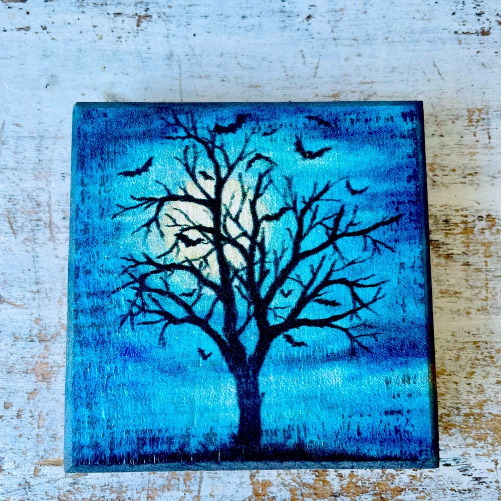 *Haunted Tree Halloween Wood Block Sign